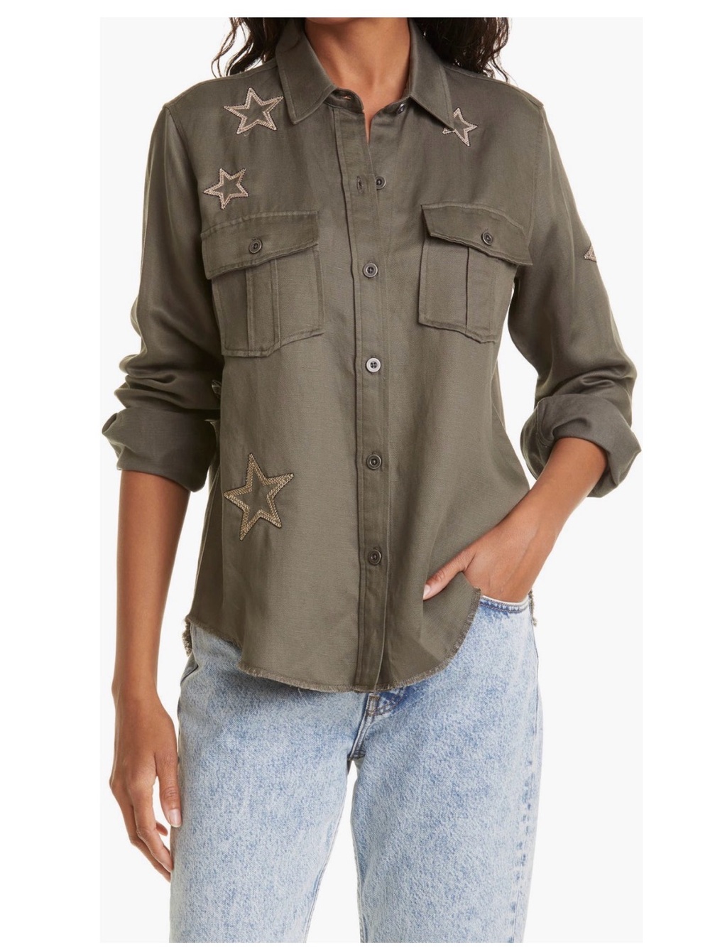 Rails Loren Star Embroidered Military
Twill Shirt Jacket XS NWT